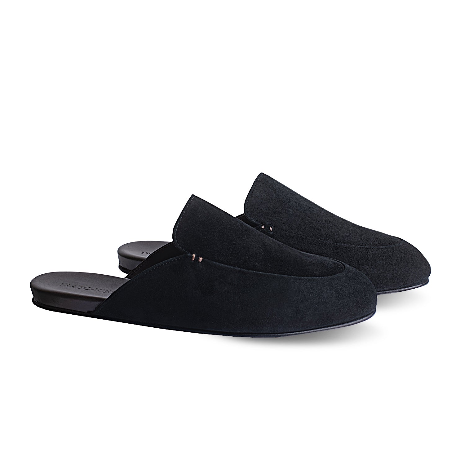 Black suede slippers 