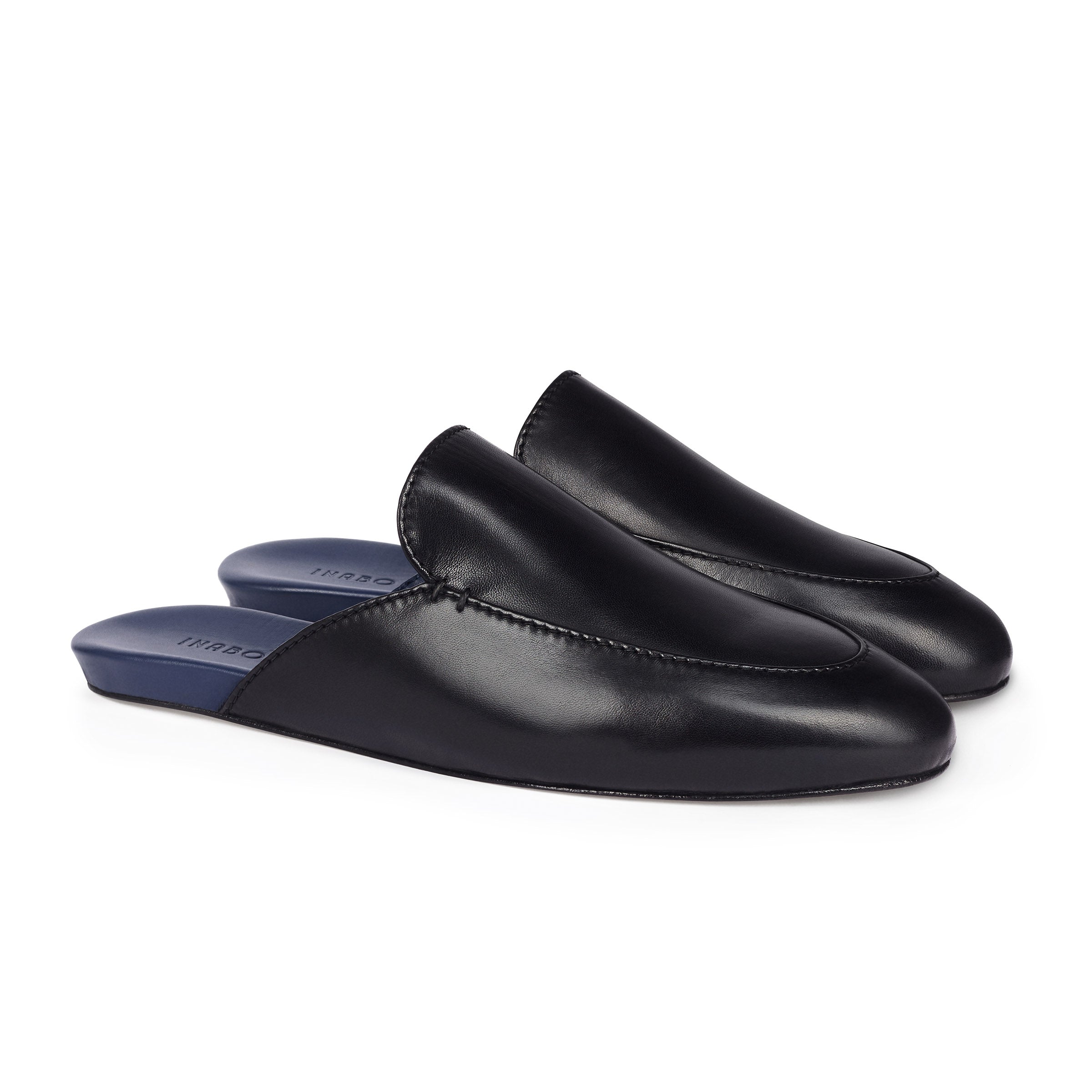 Inabo Men's Slowfer Slipper in black leather 